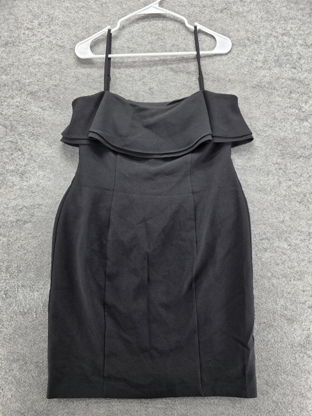 Karl Lagerfeld Paris Dress Womens 8 Black Sheath Off Shoulder Ruffle Lined
